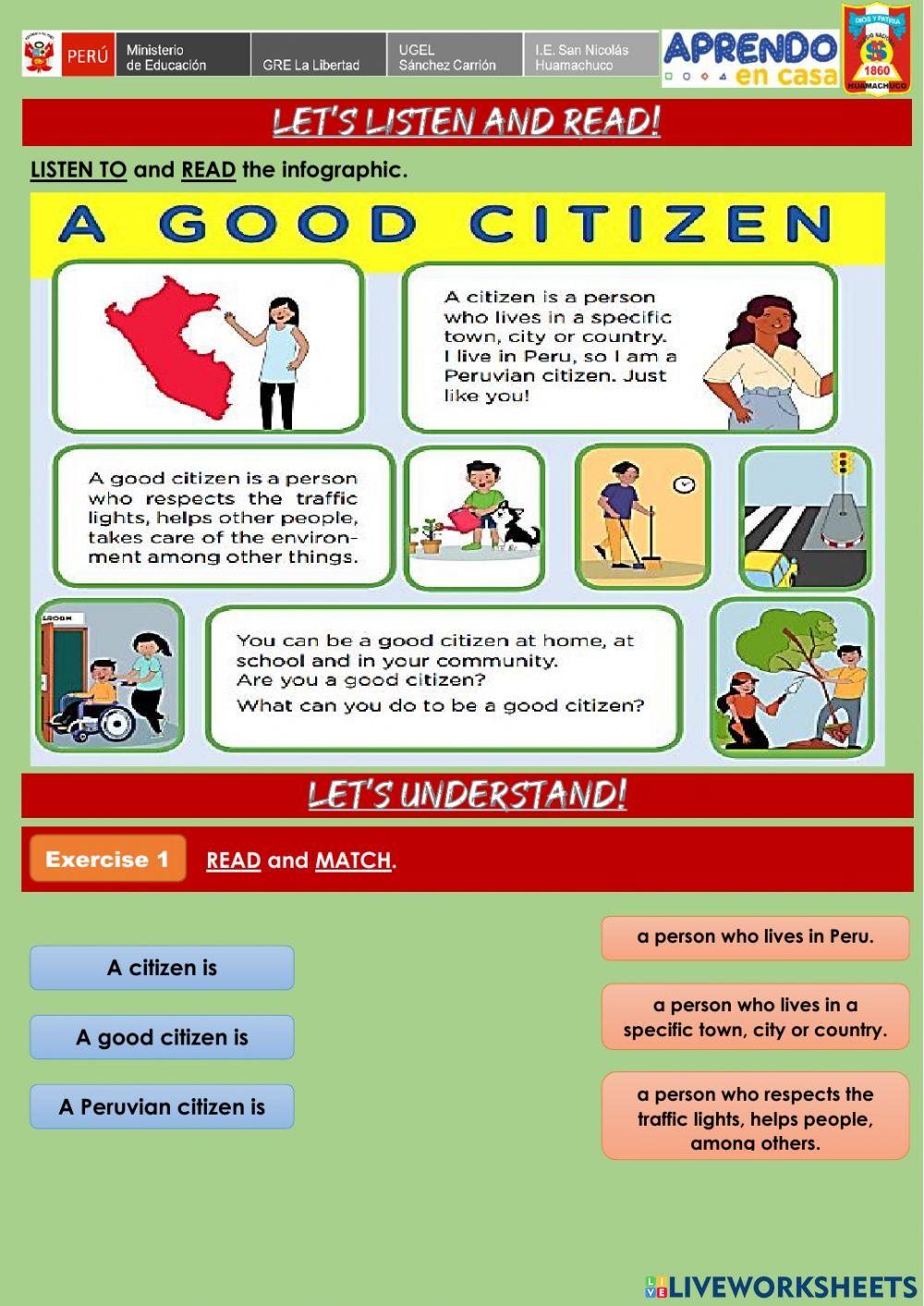 Week 32 - ENGLISH A1 - Experience 9 - Activity 1. A good citizen!