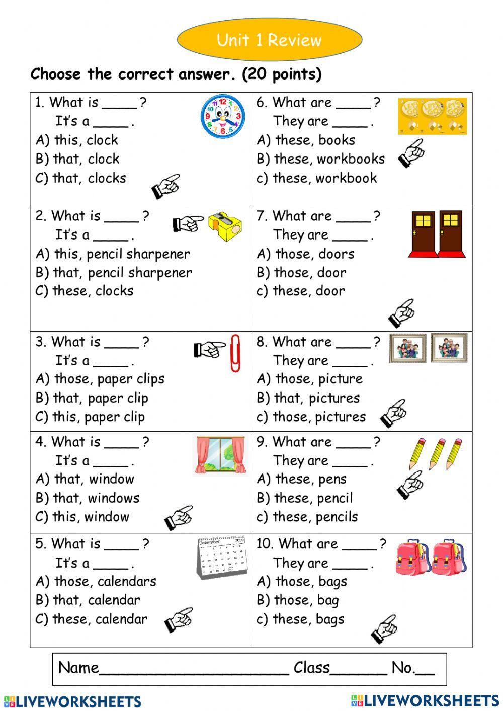 Review unit 1.at school