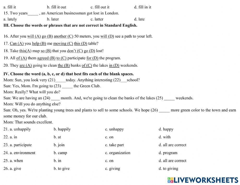 Voluntary activities