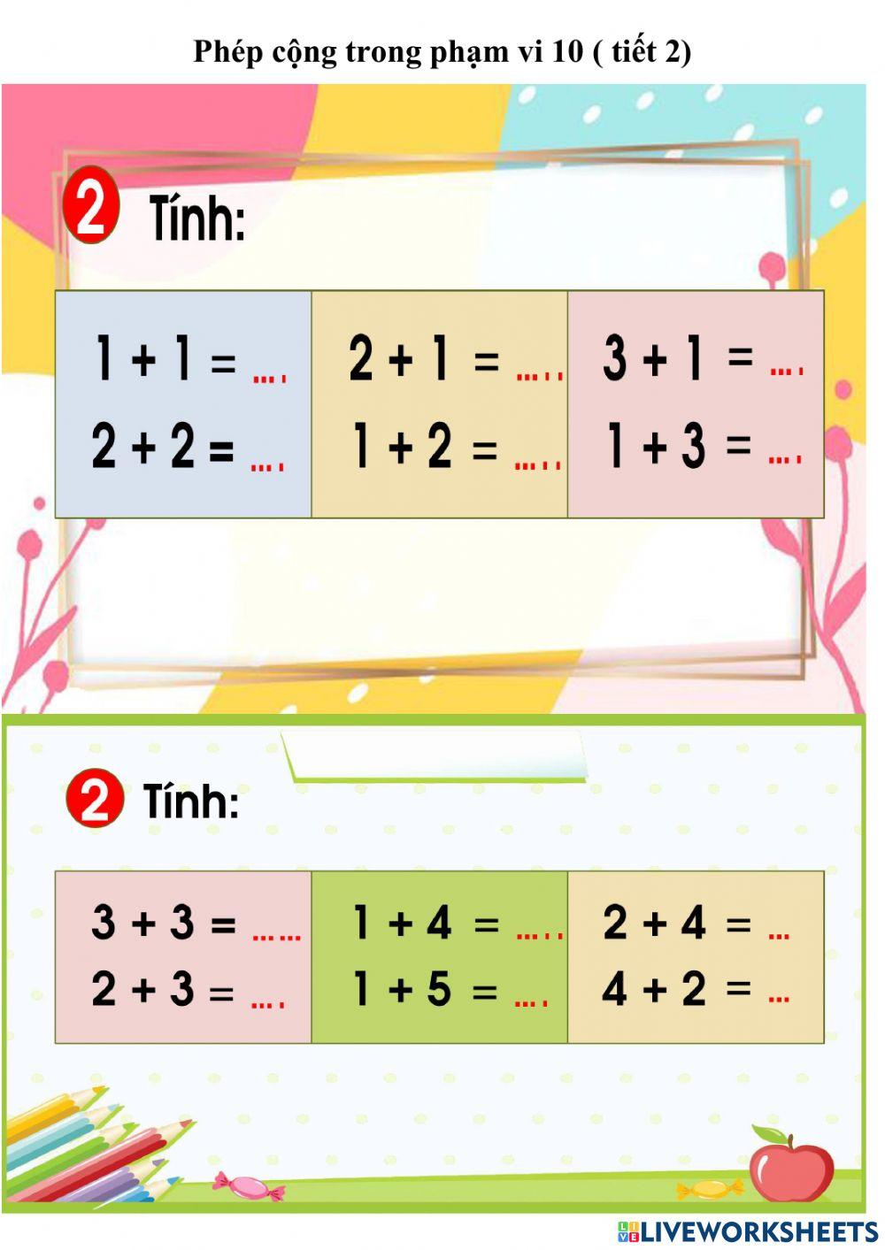 Phép cộng trong phạm vi 10