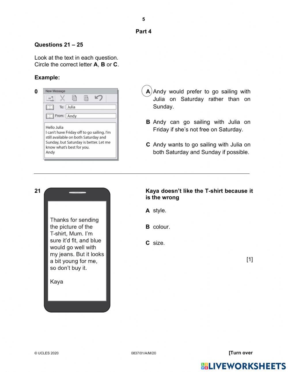Stage 6 - reading practice test 1