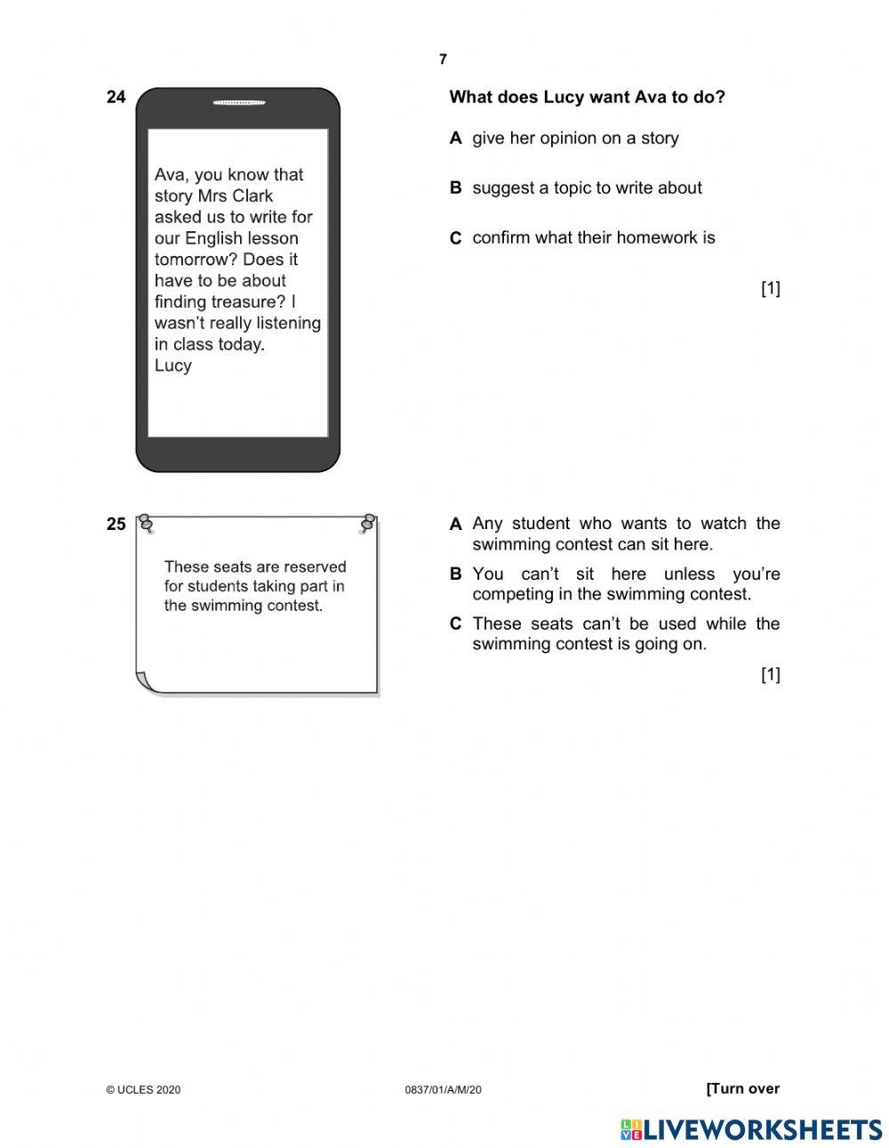 Stage 6 - reading practice test 1