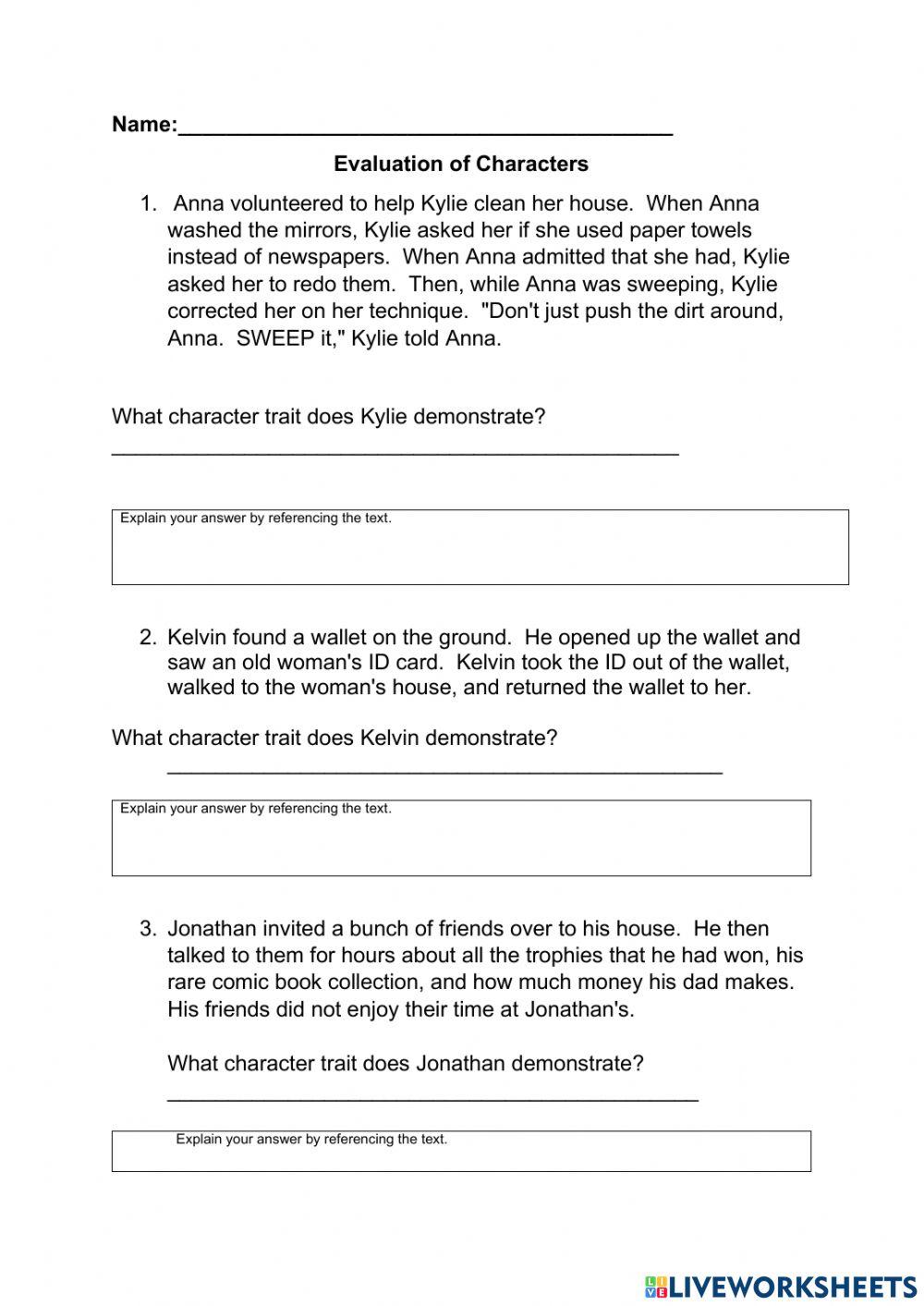 Evaluation of Characters