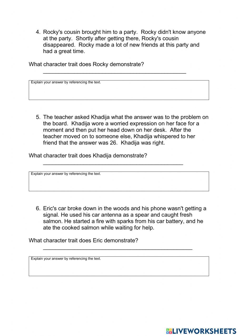 Evaluation of Characters
