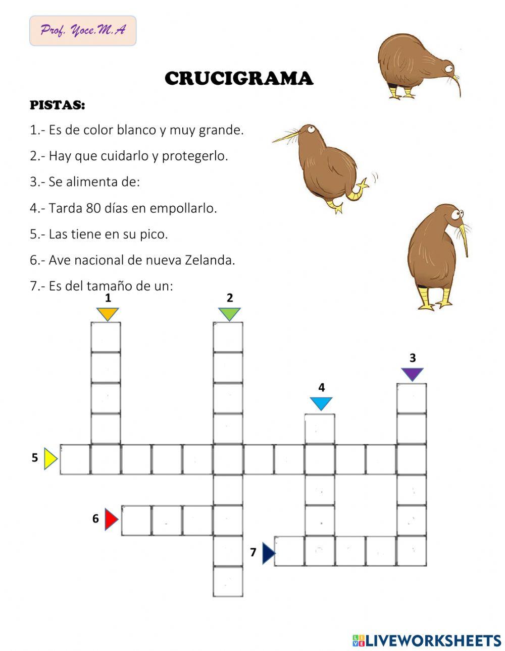 Crucigrma el pajaro quiwi