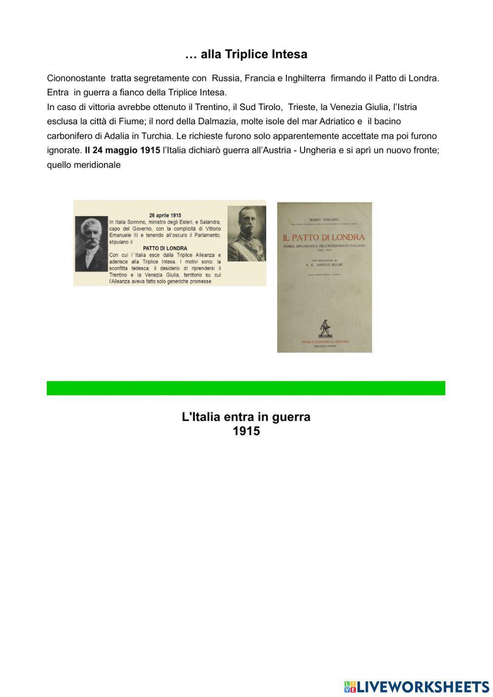 L'Italia entra nella Prima Guerra Mondiale (segue da...)