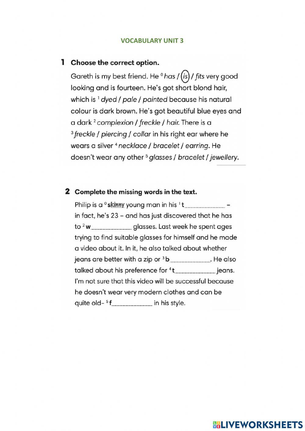 Vocabulary review B1