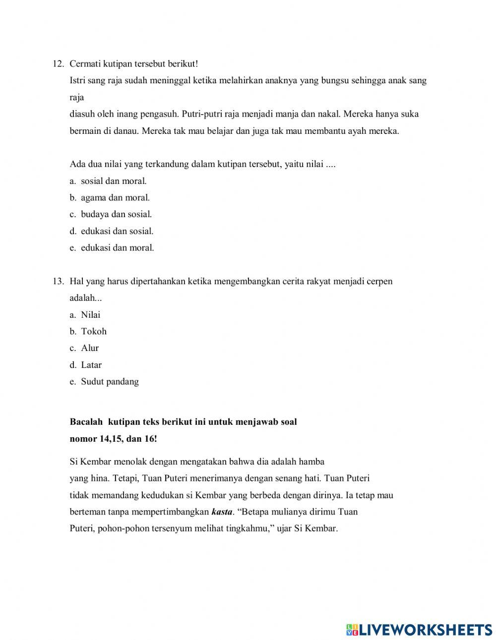 Ulangan Harian Teks Hikayat