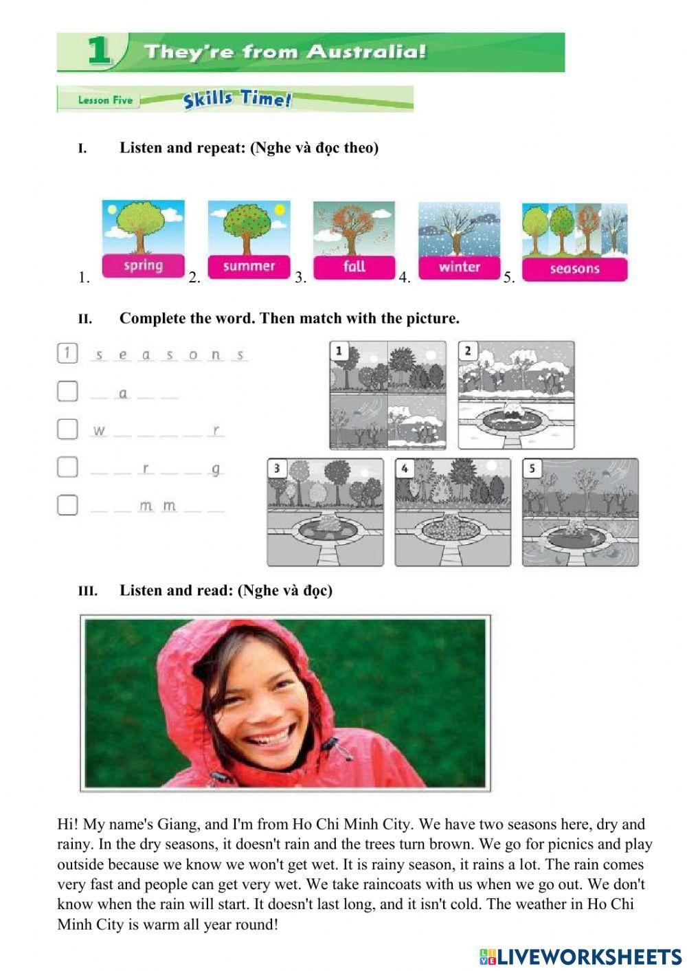 Unit 1: They're from Australia - Lesson 5: Skill Times