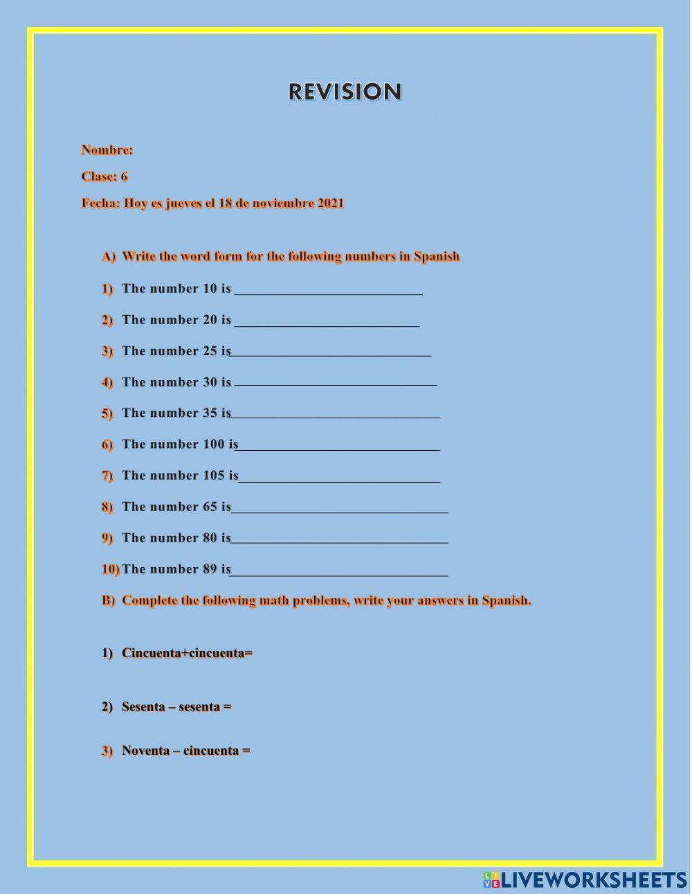 Term 1 Grade 6 Revision 2021 online exercise for | Live Worksheets