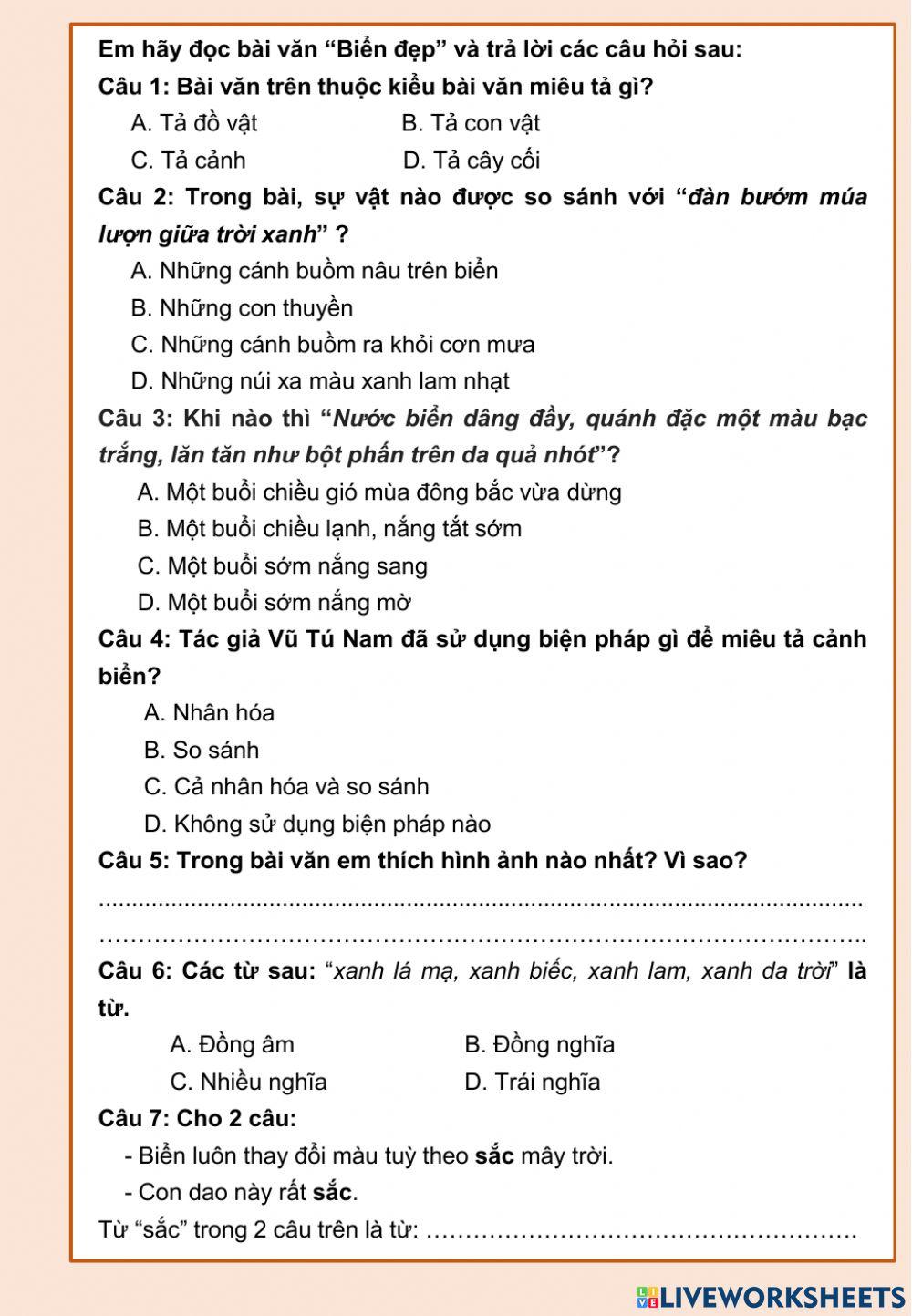 Tiếng Việt 5 - Ôn tập giữa học kì 1