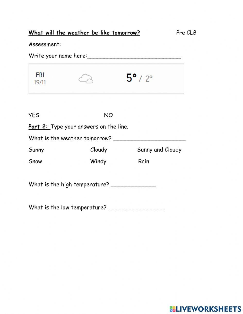 What will the weather be tomorrow 1658272