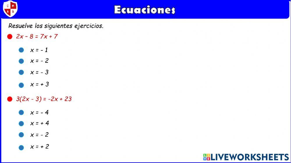 Ecuaciones