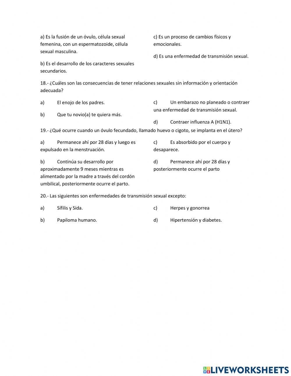 Evaluación ciencias naturales 6° b