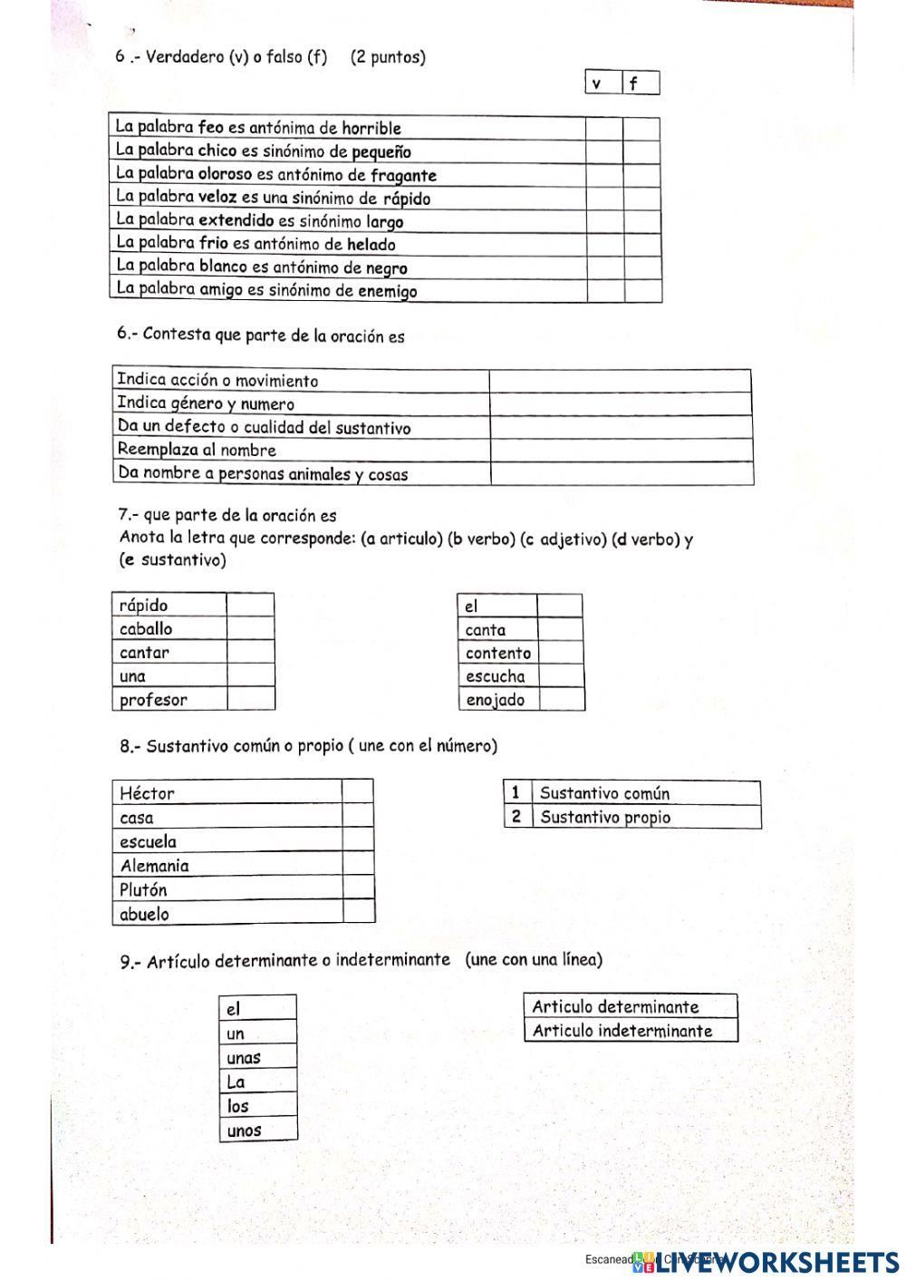 Evaluacion  global  lenguaje