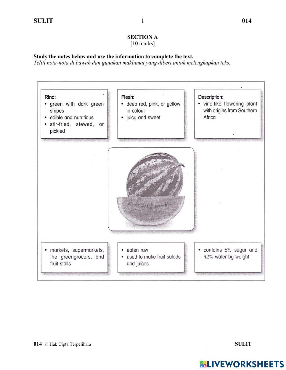Pentaksiran Sumatif Bahasa Inggeris Tahun 6 2021 (Kertas 2)