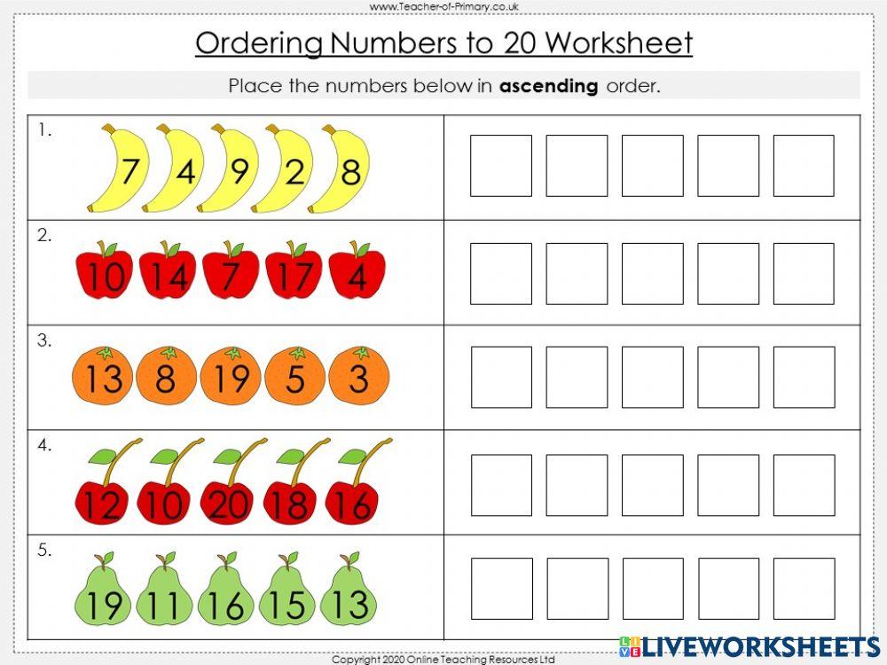 Ordering Numbers Smallest to Biggest (1) Miss M