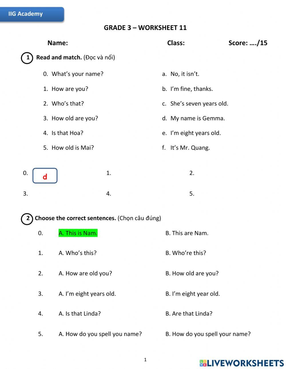 IIG-Grade 3-Worksheet 11