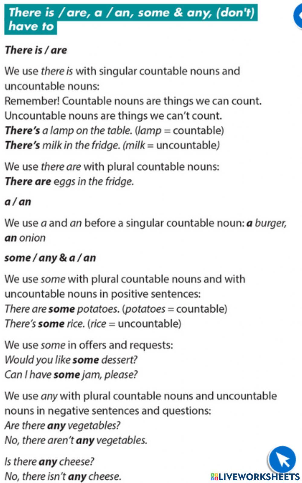 TEW - A1-A2 - There is-are- some-any