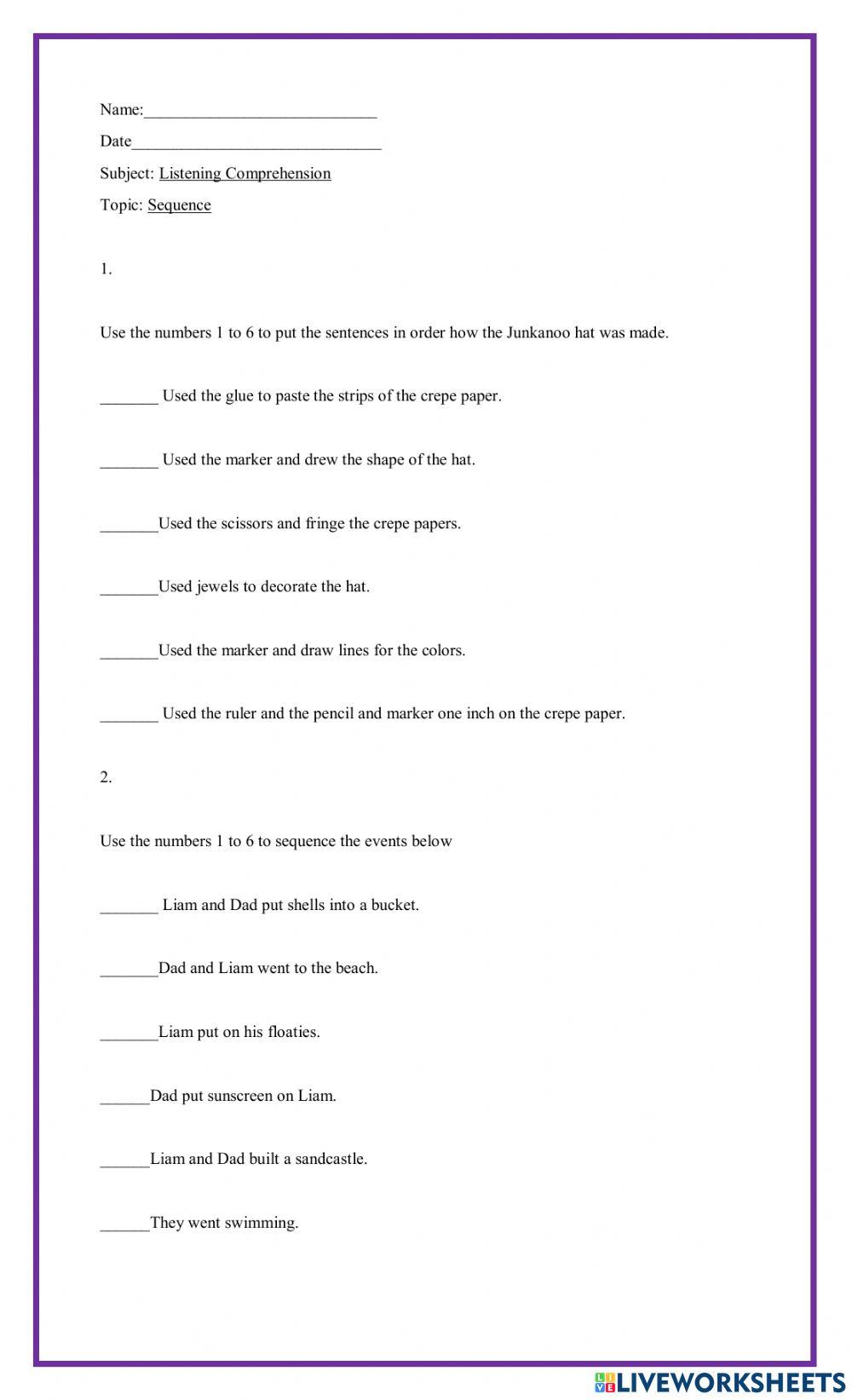 Listening Comprehension-Sequence
