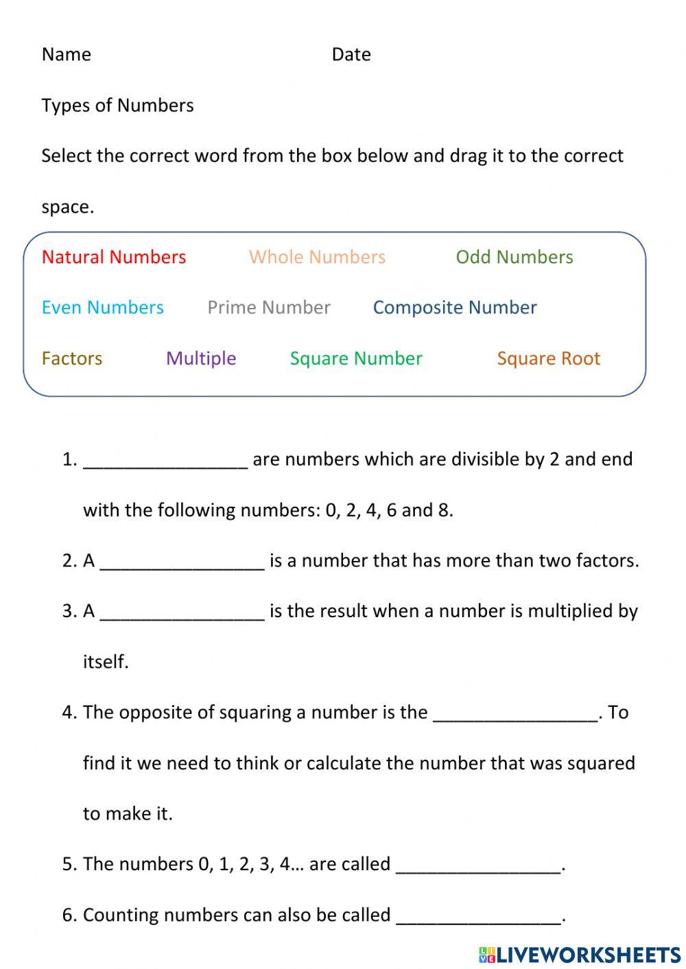 Types of Numbers