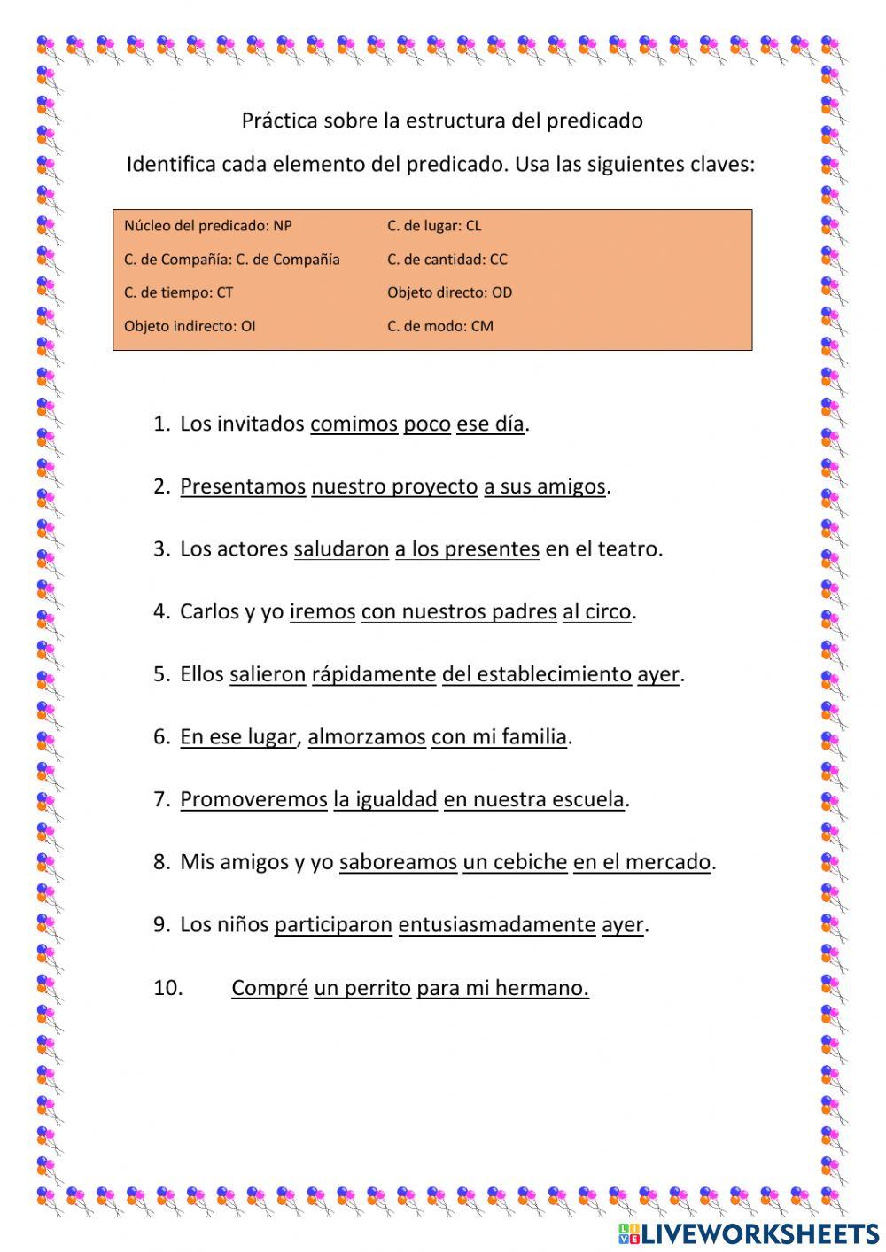 Estructura del predicado