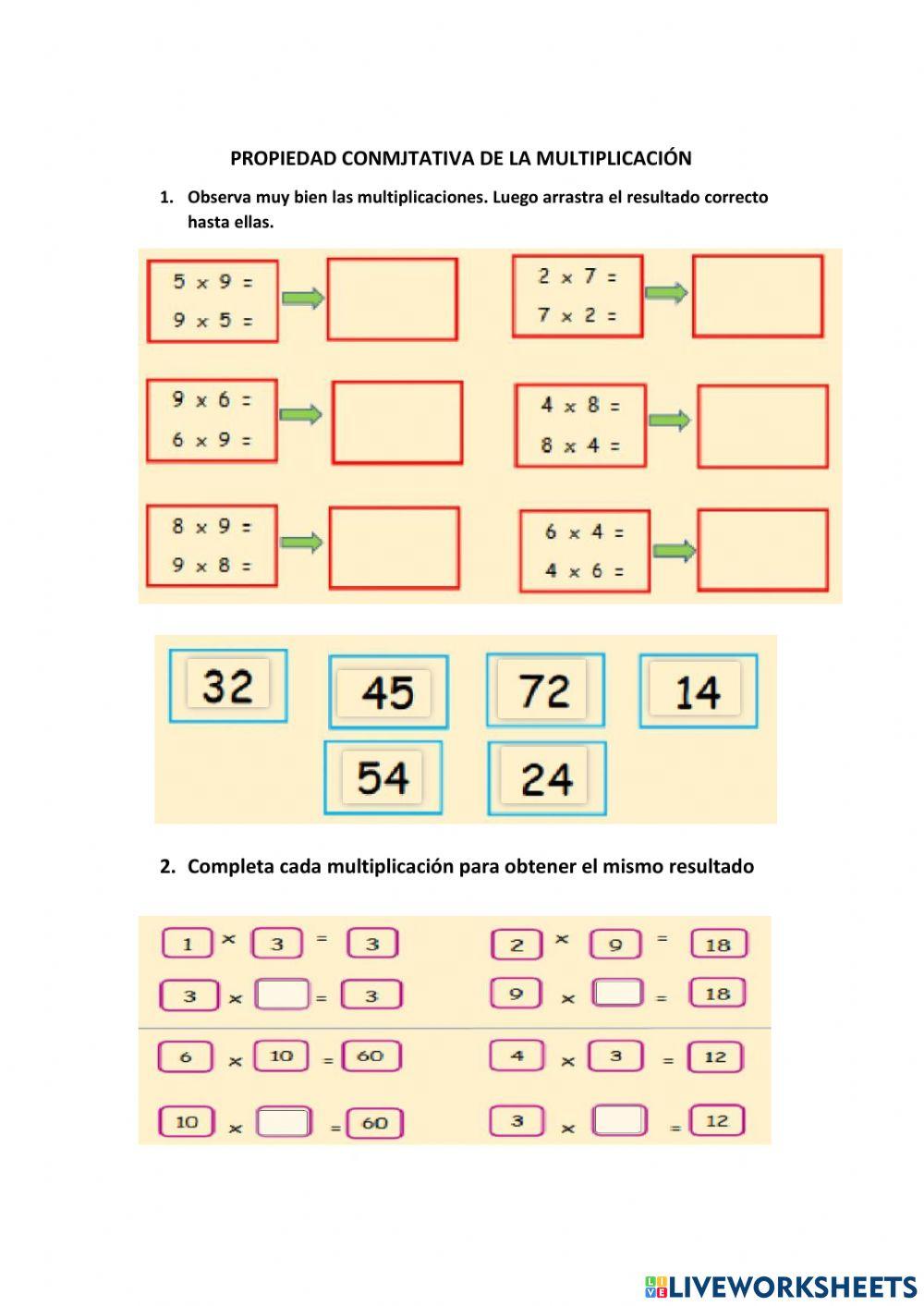 Propiedad conmutativa de la multiplicación Propiedad conmutativa de la multiplicación