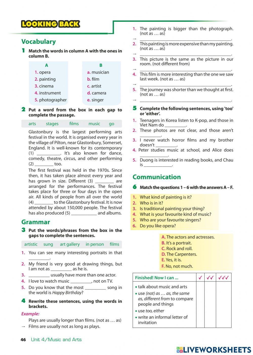 E7- UNIT 4- LOOKING BACK