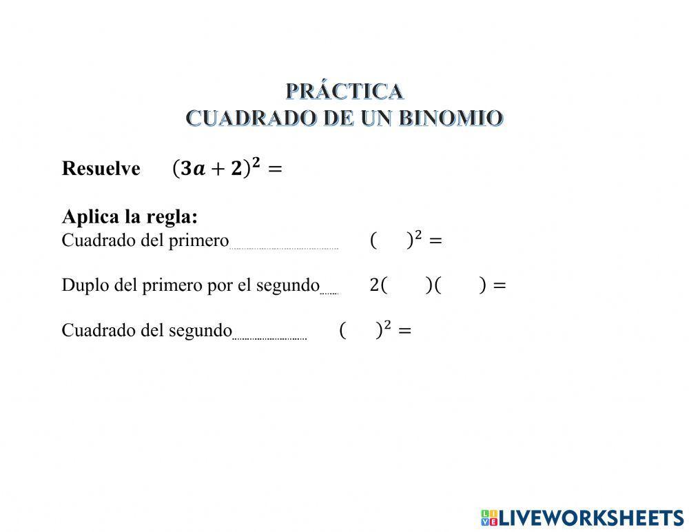 Cuadrado de un binomio