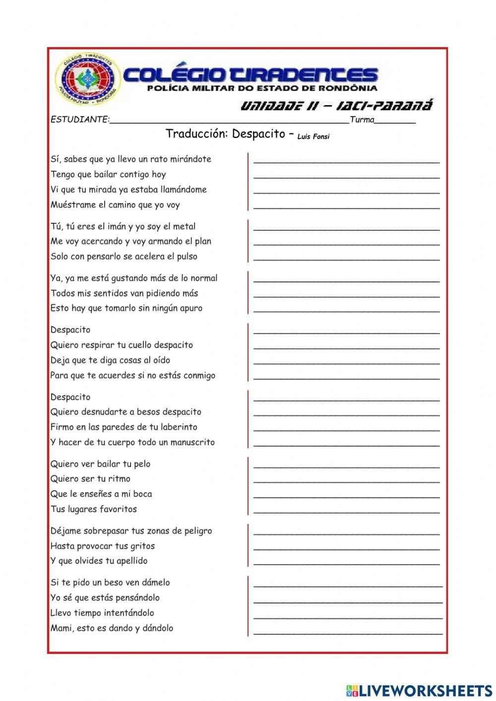 Traducción Despacito