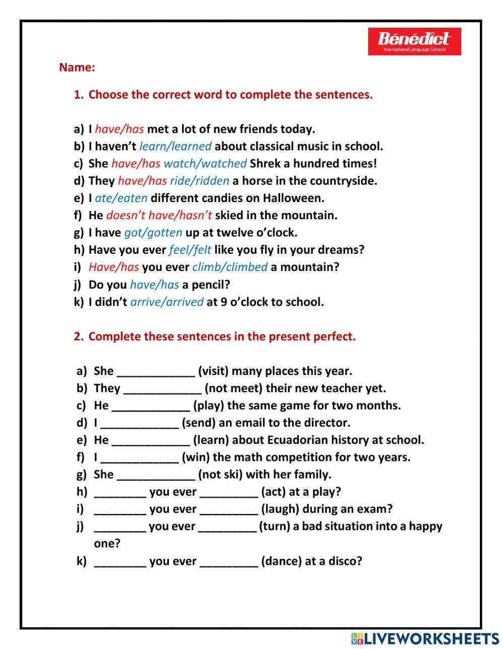Unit 3: Activities in class