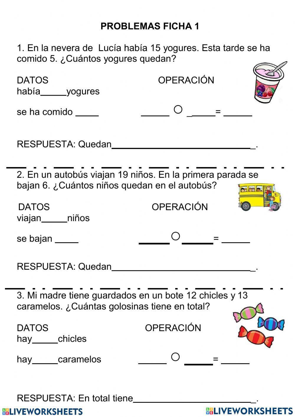 Problemas sumas y restas