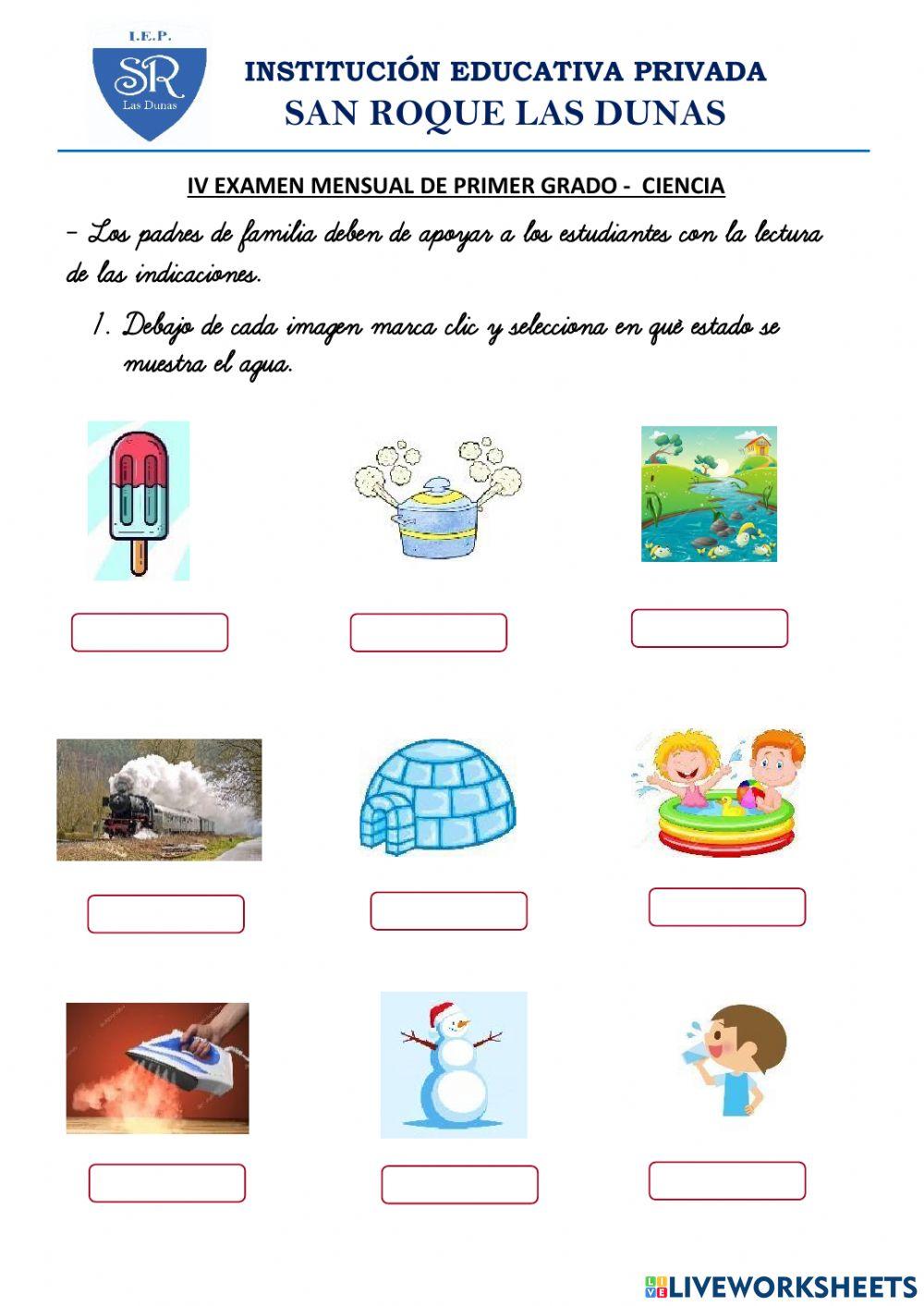 EXAMEN MENSUAL DE CIENCIA  - 1ro