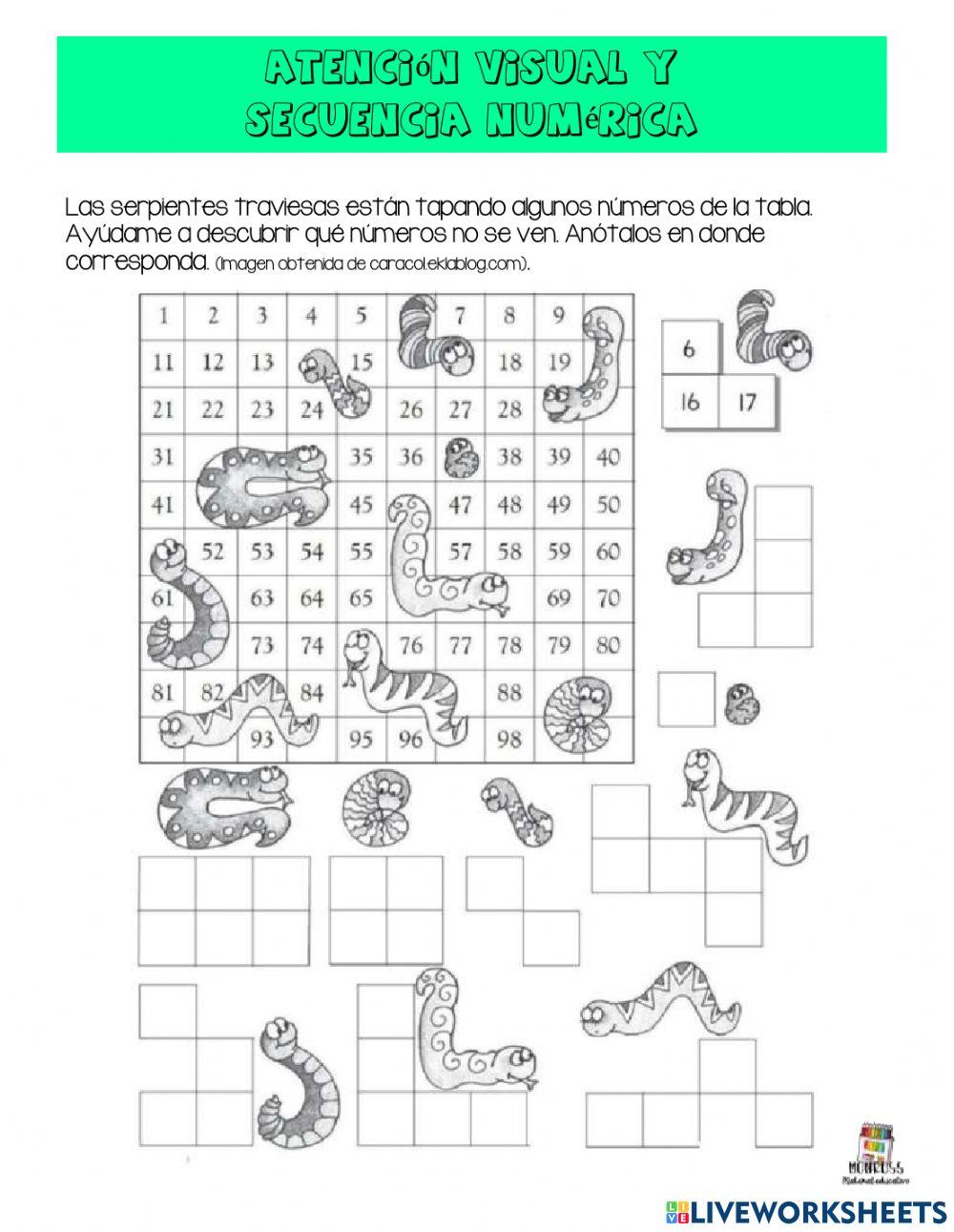 Atención visual y secuencia numérica