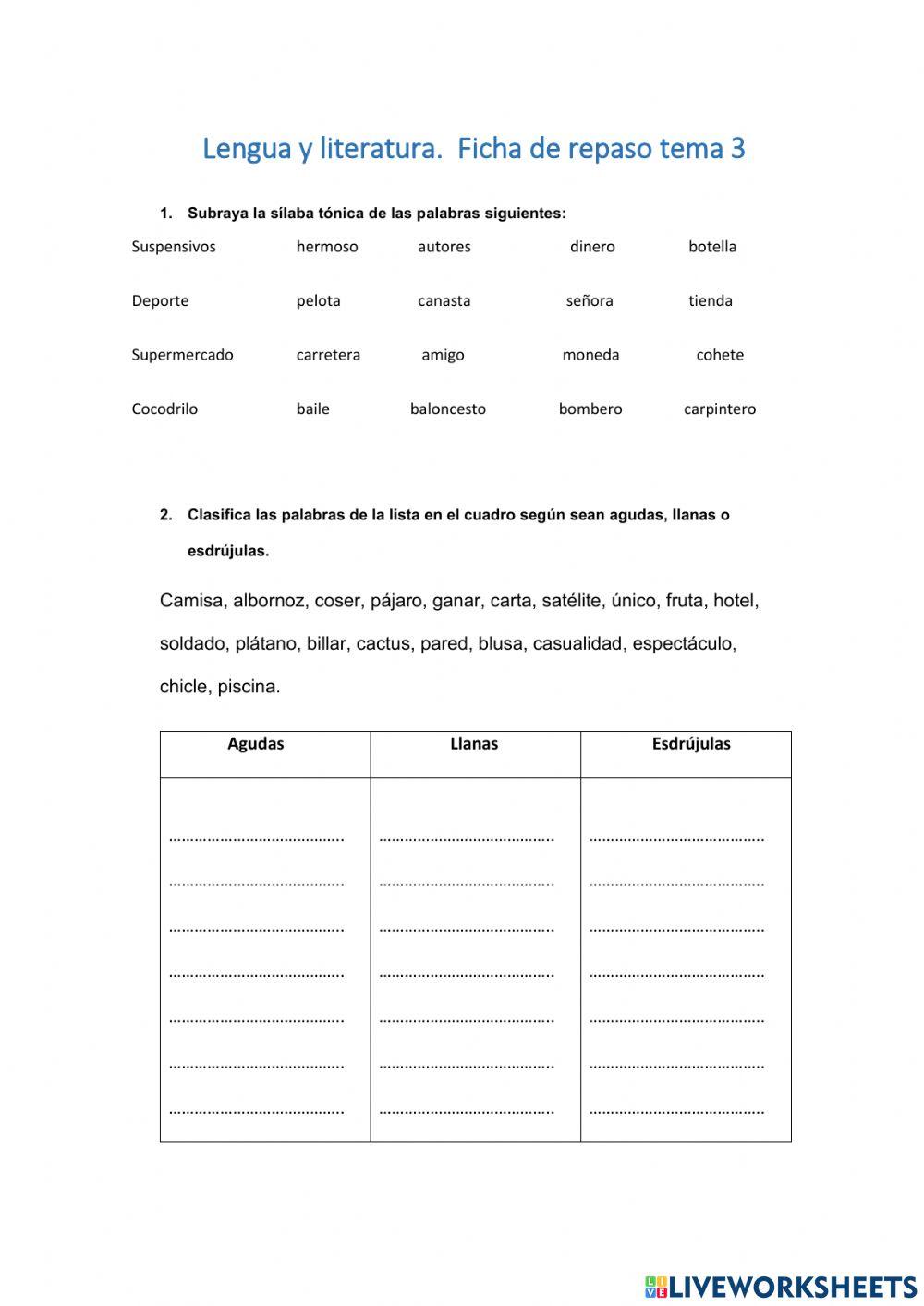 Repaso lengua online exercise for 3 | Live Worksheets