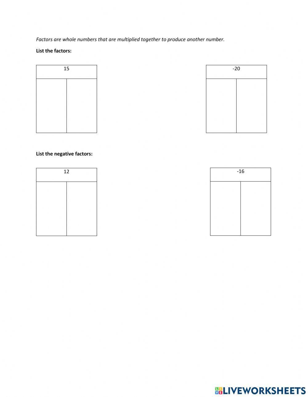 Multiplying Integers Quiz