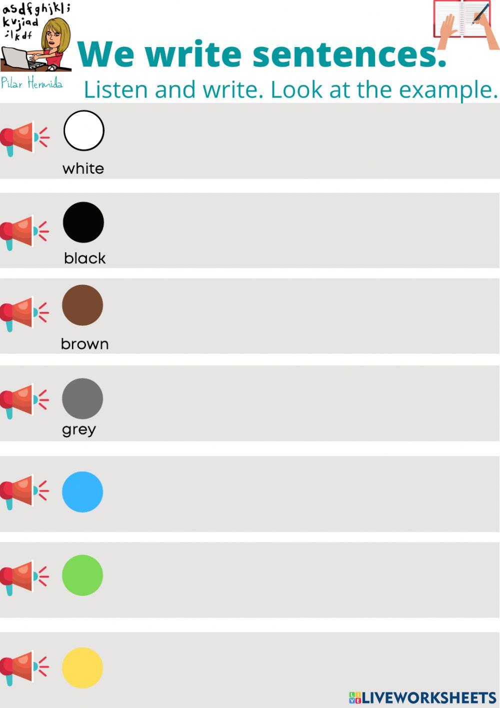 Write sentences COLOURS