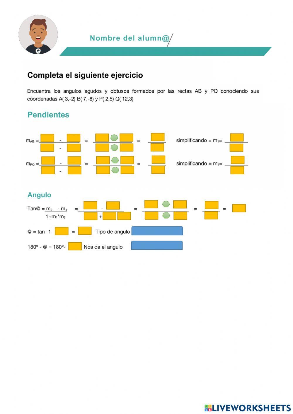 Angulo entre dos rectas