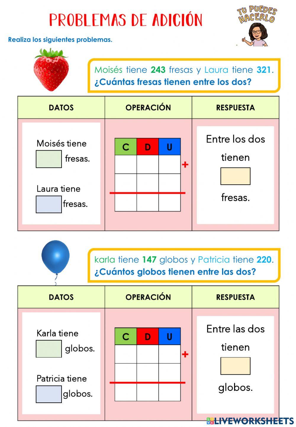 Problemas de adición
