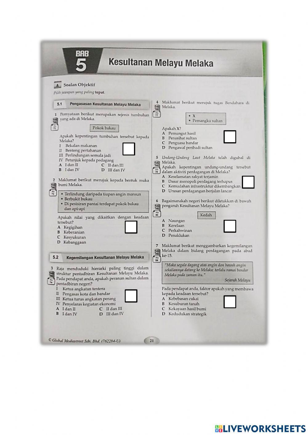 Sejarah bab 1 hingga 5 tingkatan 2