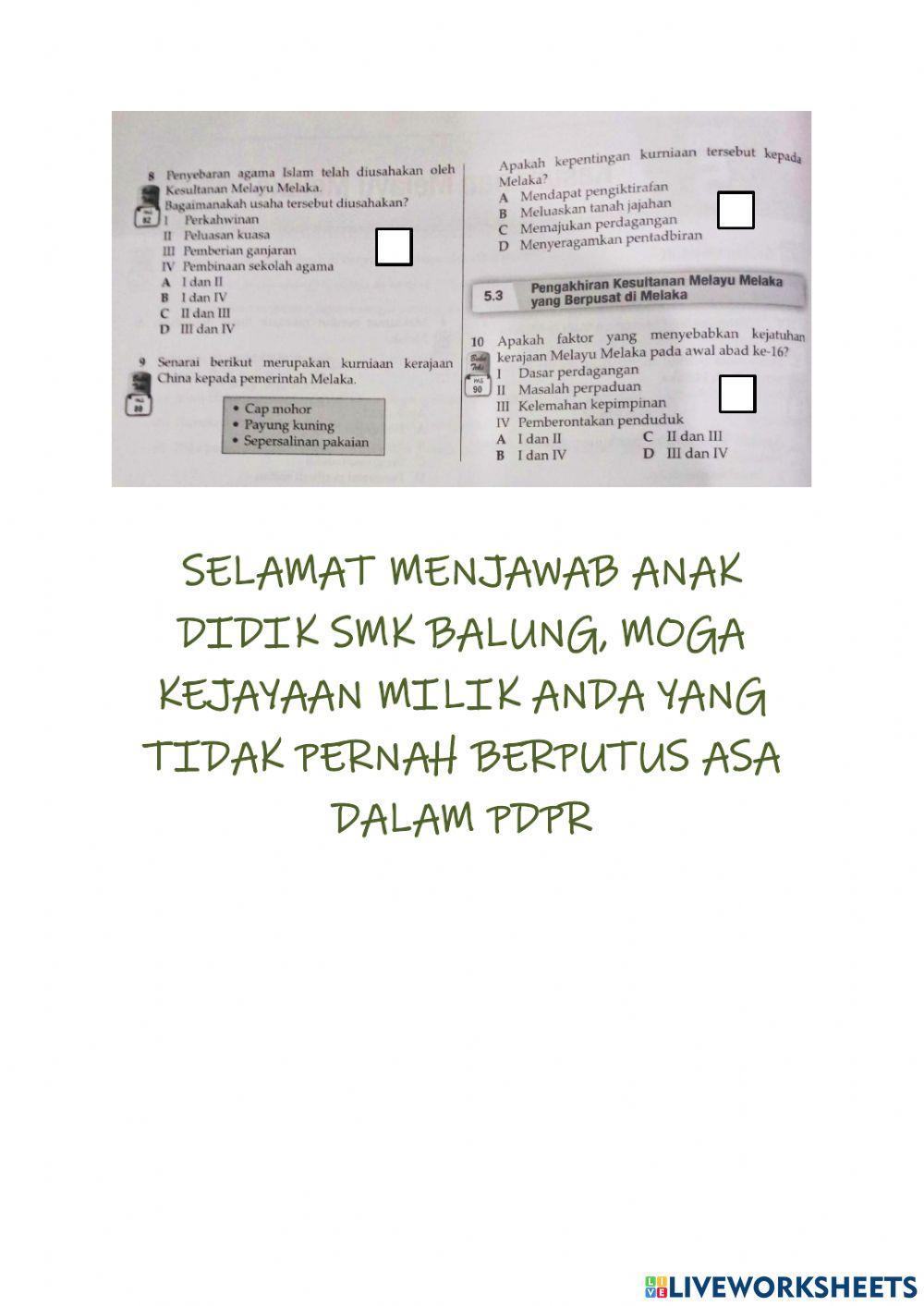 Sejarah bab 1 hingga 5 tingkatan 2