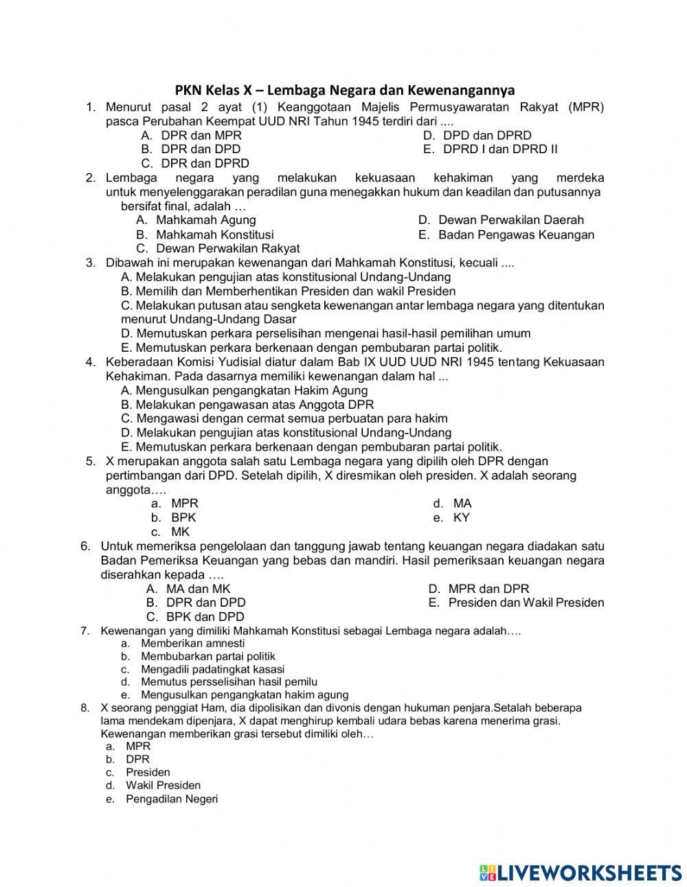 Lembaga Negara dan Kewenangannya