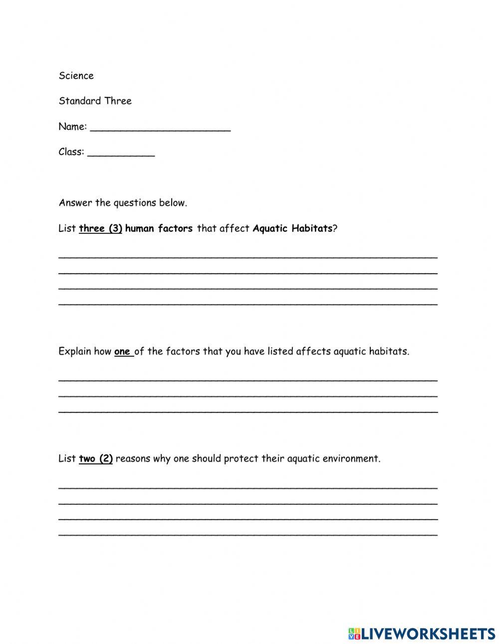 Science - Protecting Aquatic habitats