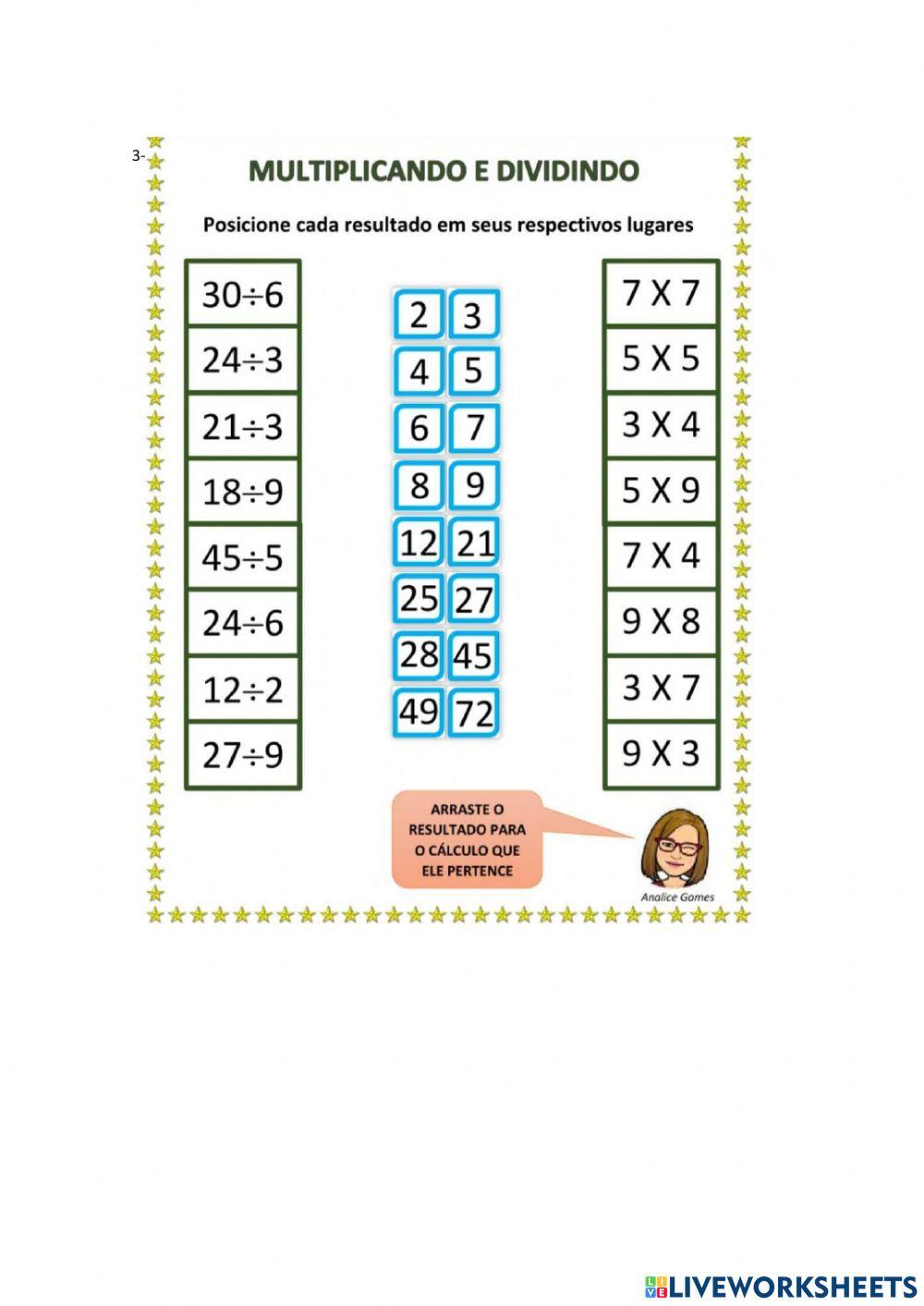 Multiplicação e divisão revisão