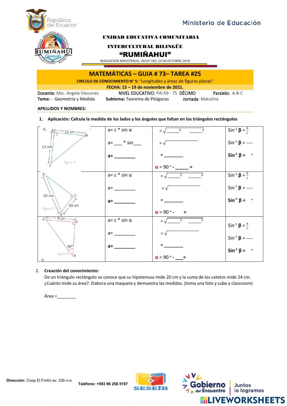 Teorema de Pitágoras, Catetos y alturas