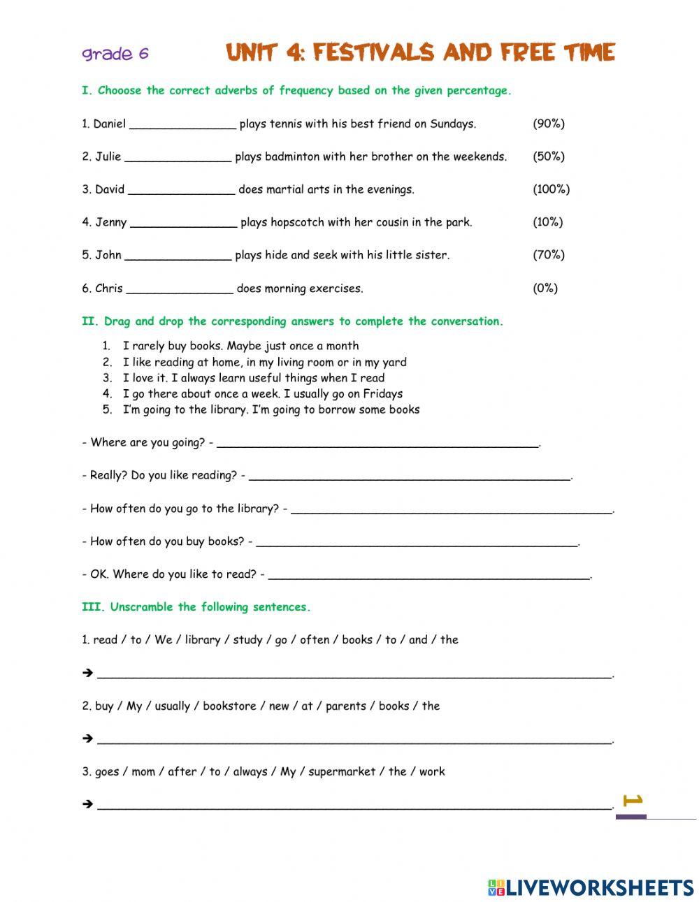 Unit 4: Festivals and Free time