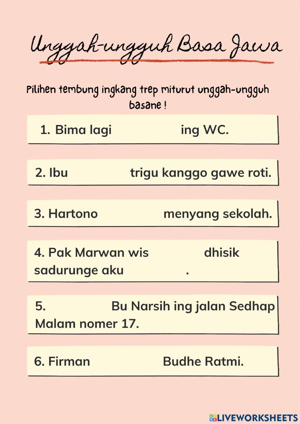 Kuis Bahasa Jawa