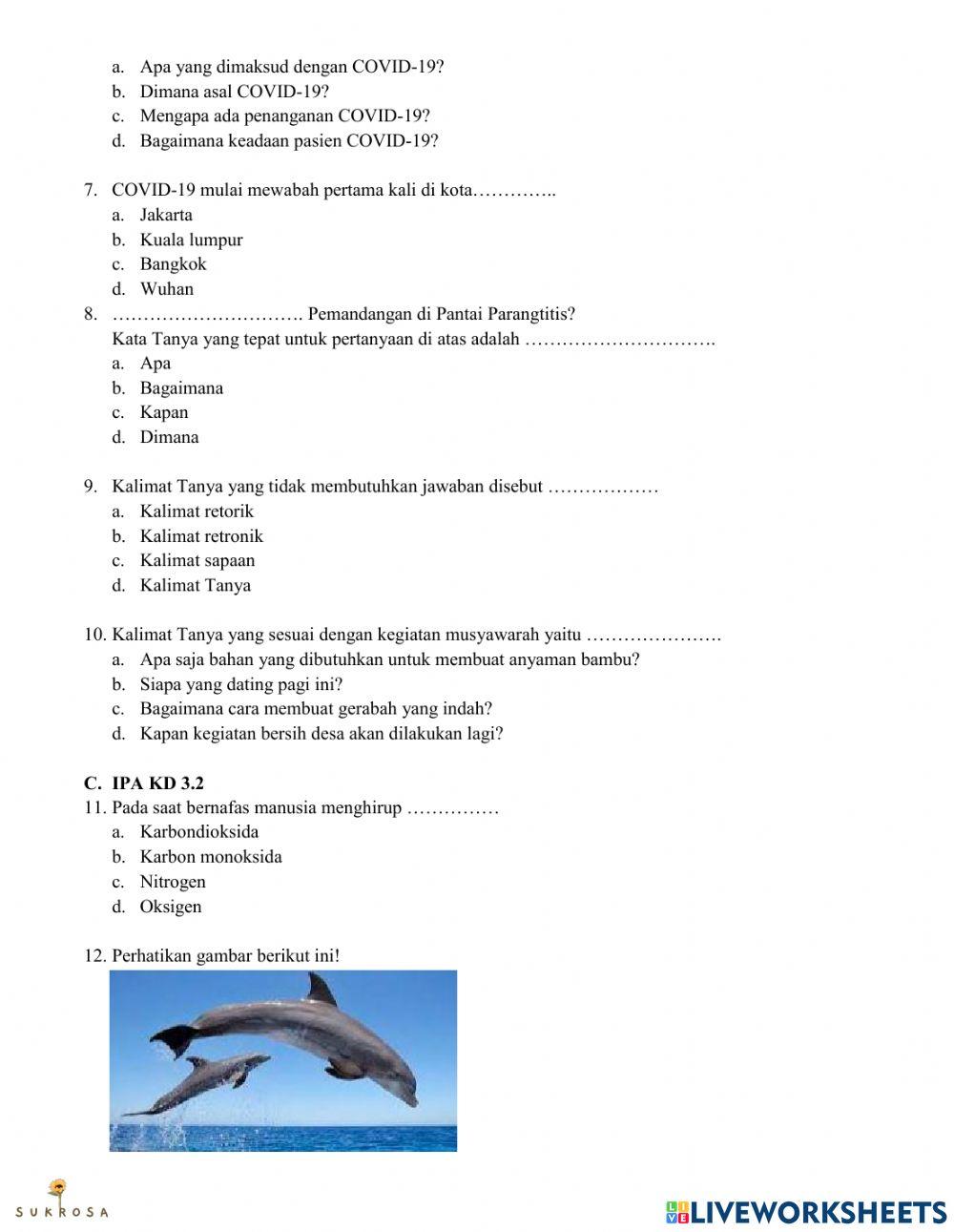 Penilaian Akhir Semester 1 Tema 2 Kelas 5