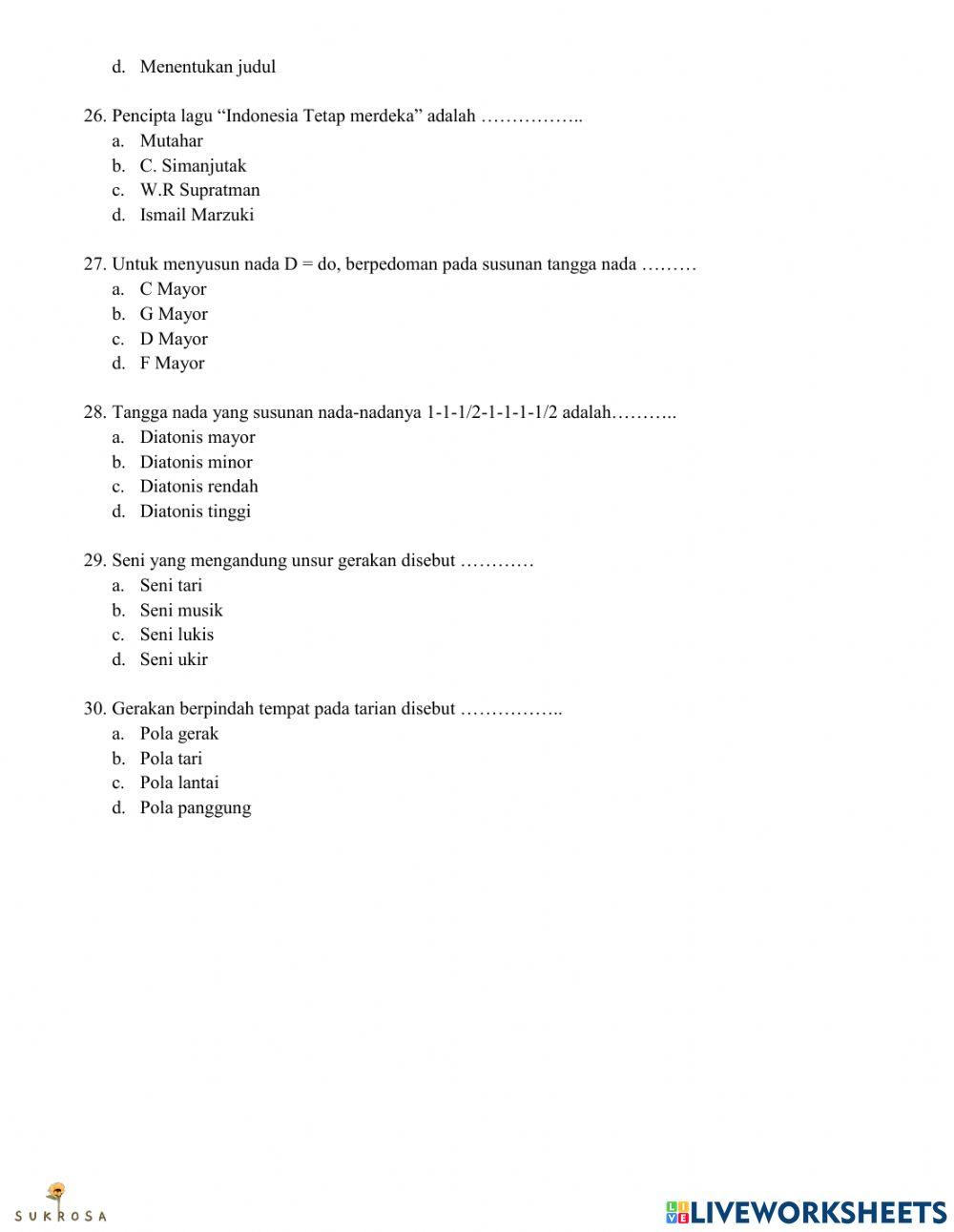 Penilaian Akhir Semester 1 Tema 2 Kelas 5