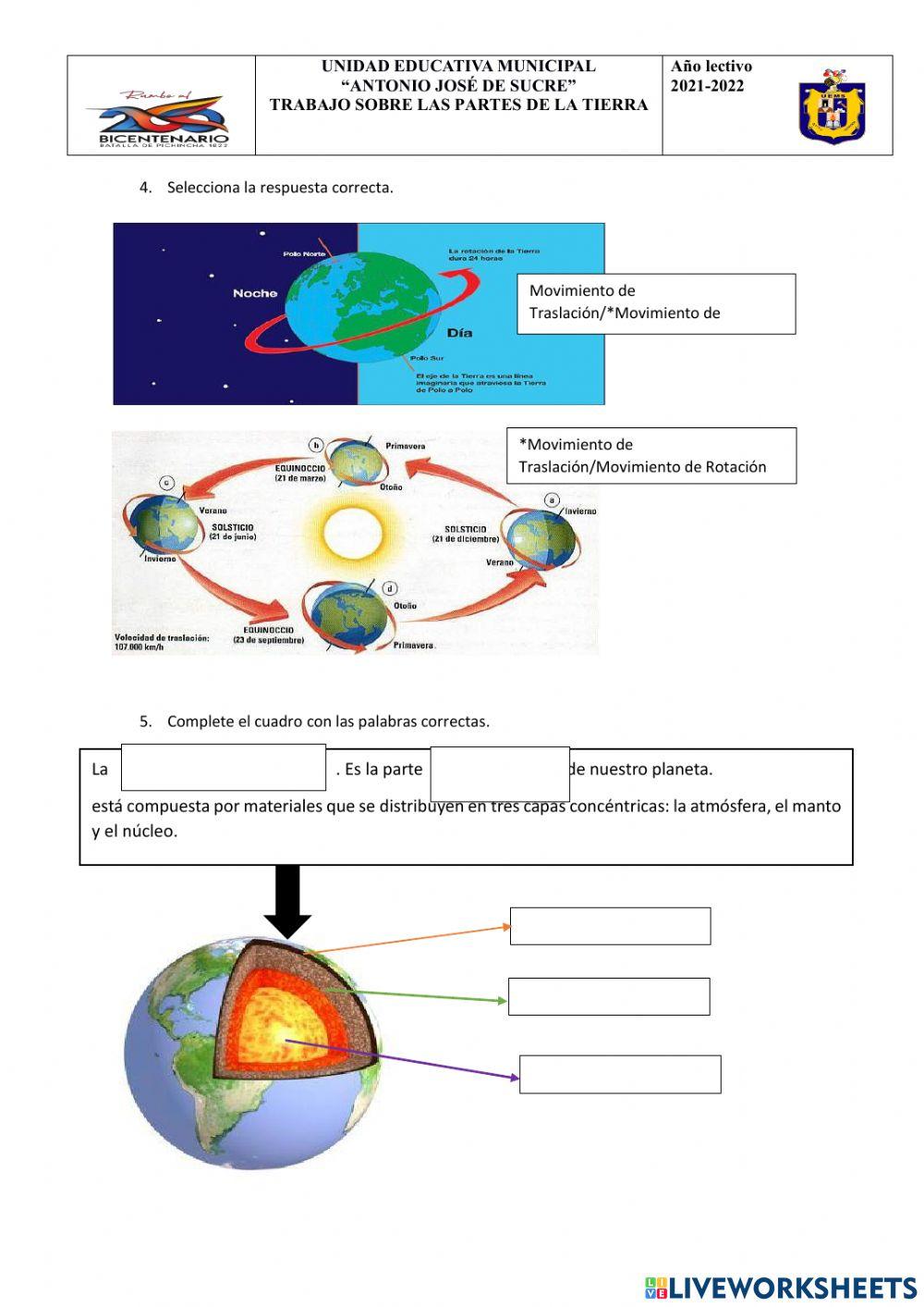 Capas de la tierra y sus características